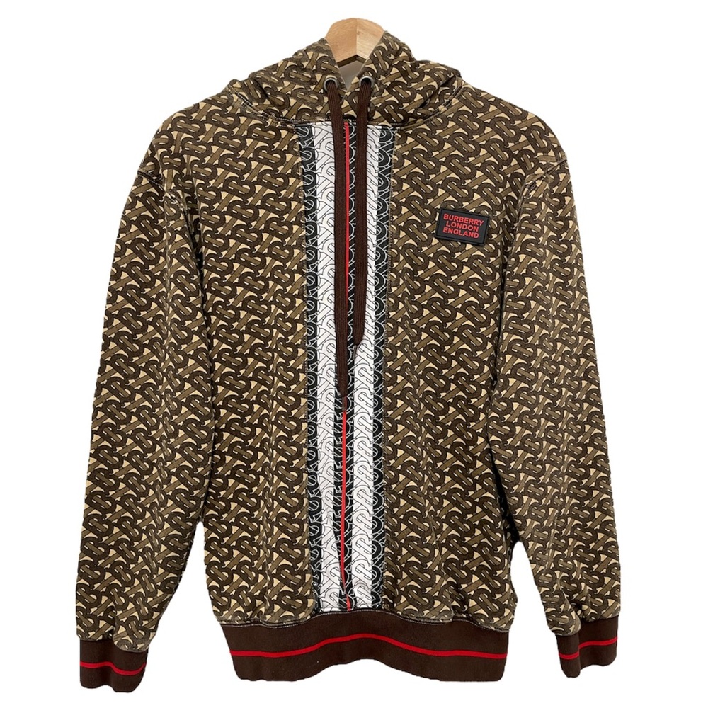 Brown Burberry Monogram Stripe Print Cotton Hoodie